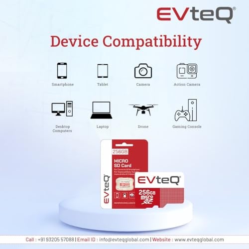 EvteQ microSDXC Memory Card | UHS-3 | 100MB/s Read & 60MB/s Write Speed | High-Performance Data Transfer | Low Power Consumption | 4K Video Recording (256GB) - Image 3