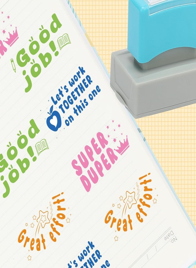 HEYTIMI 4 Pcs Teacher Stamps for Classroom Self-Inking Cute Motivational Encouraging Stamps Colorful Rubber Stamp Checkbox for Grading Homework Students Behavior Reward Back to School Dormitory Teacher Gifts - Image 4