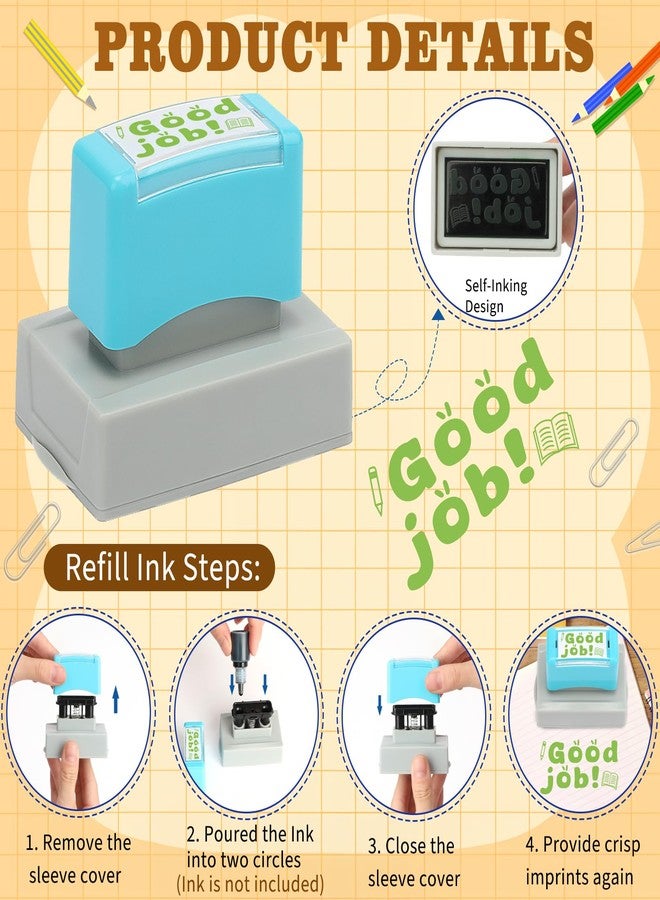 HEYTIMI 4 Pcs Teacher Stamps for Classroom Self-Inking Cute Motivational Encouraging Stamps Colorful Rubber Stamp Checkbox for Grading Homework Students Behavior Reward Back to School Dormitory Teacher Gifts - Image 3