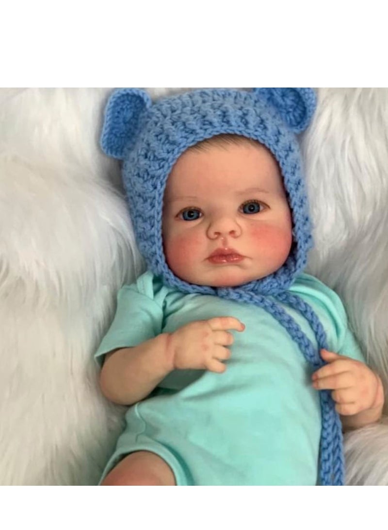 49cm Lifelike Reborn Dolls with Short Hair, Beautiful Realistic Newborn Baby Boy Doll with Feeding Toy for Kids Birthday. - Image 5