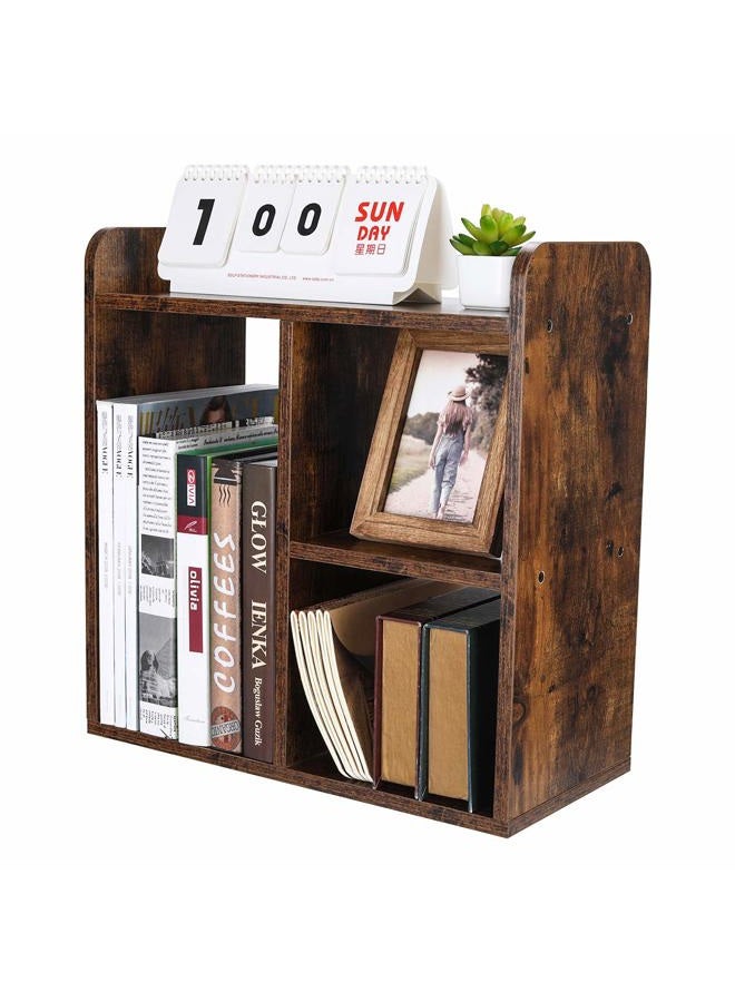 PAG Desktop Small Shelf, Wooden Bookcase, Small, Desk Organiser and Accessories, Display Rack, for Office, School and Home, Antique Brown - Image 2