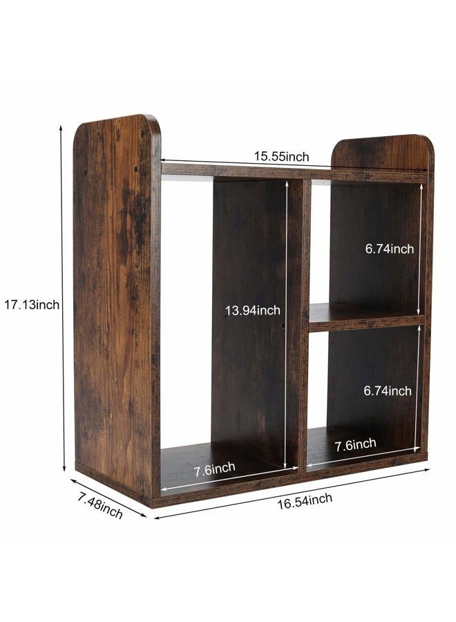 PAG Desktop Small Shelf, Wooden Bookcase, Small, Desk Organiser and Accessories, Display Rack, for Office, School and Home, Antique Brown - Image 3