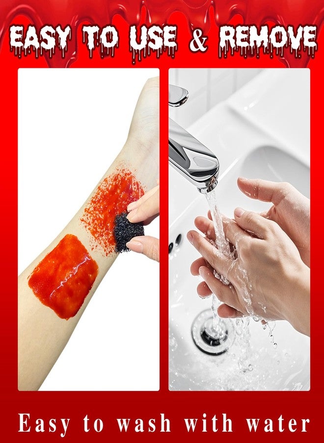 Paminify Halloween Fake Blood Washable with Stipple Sponge,1.06 Oz Edible Stage Blood Liquid for Face SFX Makeup,Body Paint Cospaly Dripping Fake Blood,Special Effect for Zombie Vampire,Bright - Image 3