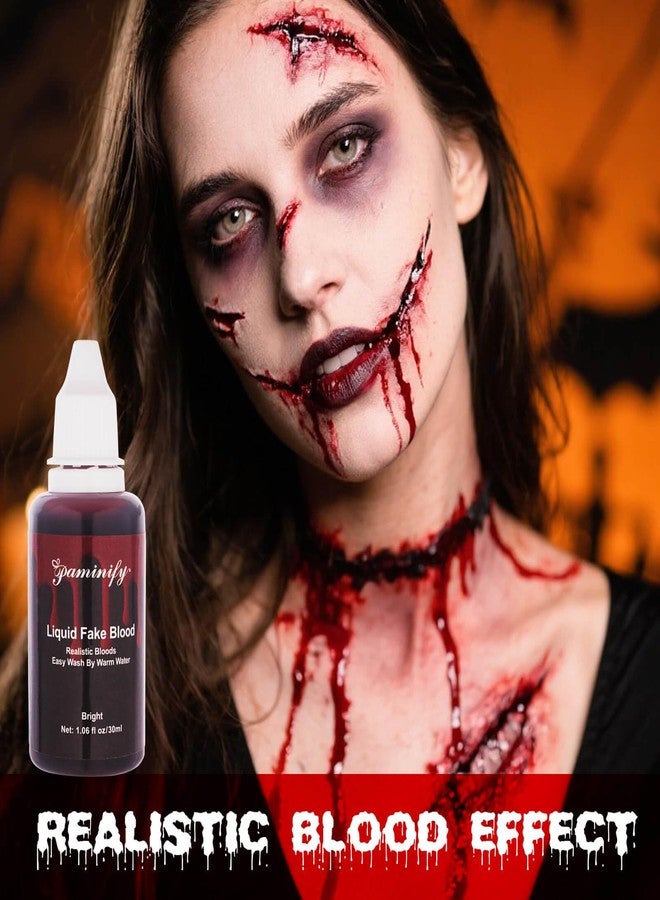 Paminify Halloween Fake Blood Washable with Stipple Sponge,1.06 Oz Edible Stage Blood Liquid for Face SFX Makeup,Body Paint Cospaly Dripping Fake Blood,Special Effect for Zombie Vampire,Bright - Image 4