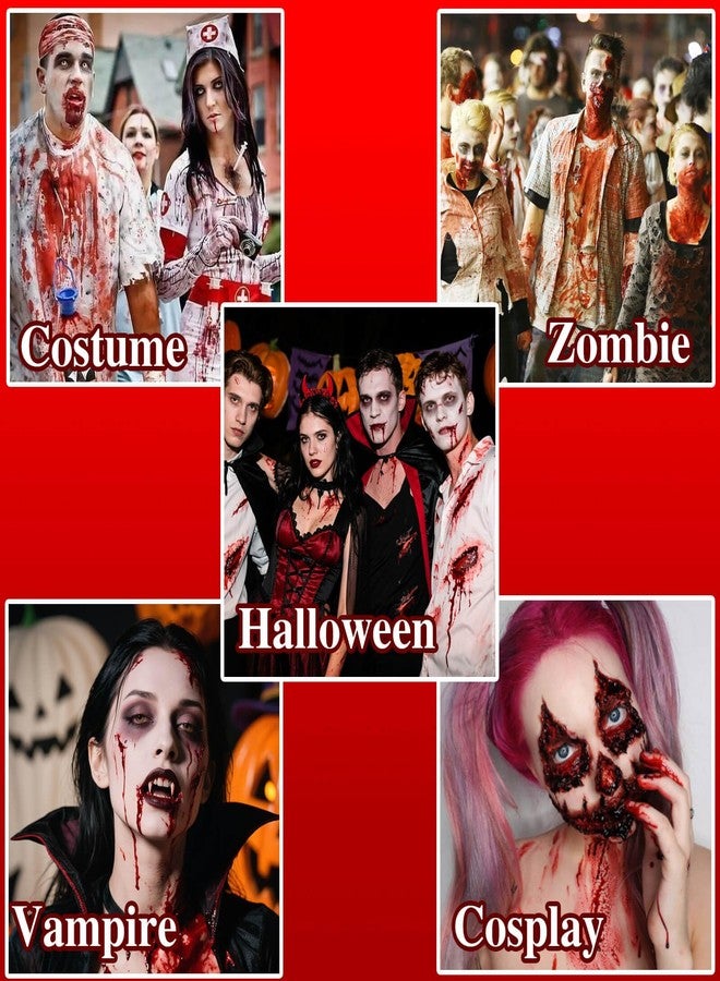 Paminify Halloween Fake Blood Washable with Stipple Sponge,1.06 Oz Edible Stage Blood Liquid for Face SFX Makeup,Body Paint Cospaly Dripping Fake Blood,Special Effect for Zombie Vampire,Bright - Image 5