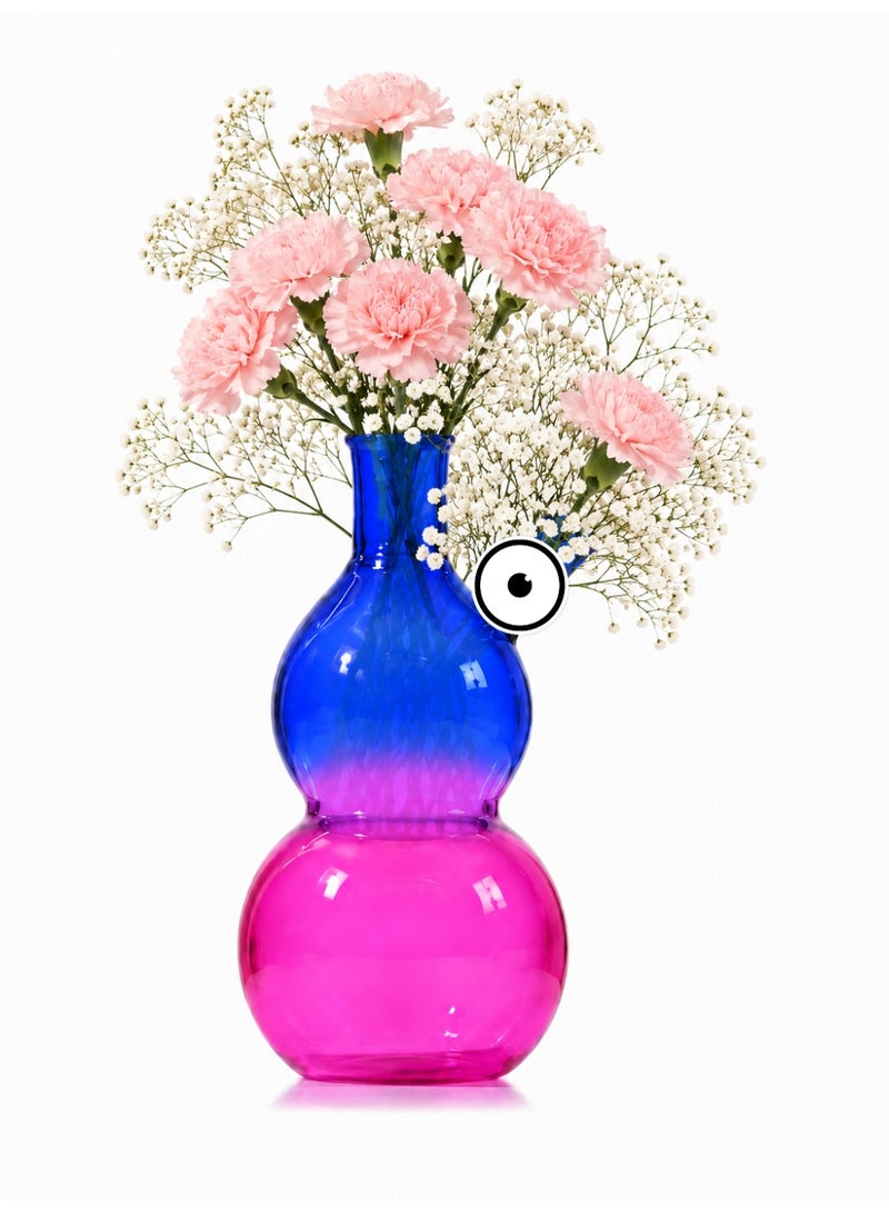 Two-Tone Glass Vase, Gourd-Shaped Decorative Desktop Vase, Sturdy and Durable
