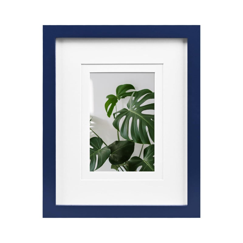 Egofine Egofine 8x10 Picture Frame Made of Solid Wood Covered by Plexiglass  Display Pictures 4x6/5x7 with Mat or 8x10 Without Mat for Table Top Display and Wall Mounting Photo Frame  Navy Blue  - Image 1