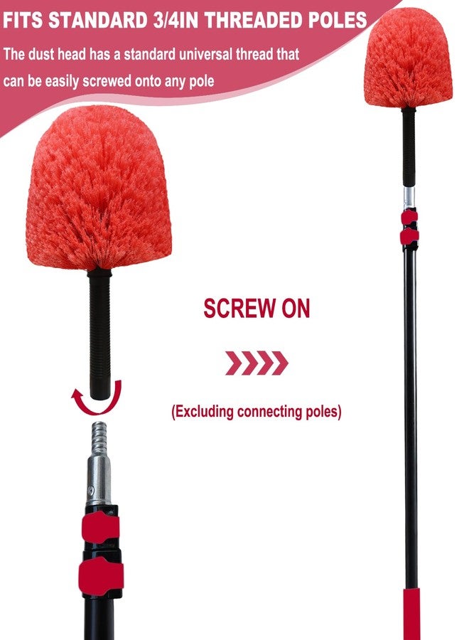 M-jump Twist-On Cobweb Duster Head Brush - Indoor & Outdoor Spider Web Cleaning Solution - Fits Standard Acme Threaded Poles - Durable & Versatile Spider Web Corner Cleaner Duster Brush Head Only - Red - Image 4