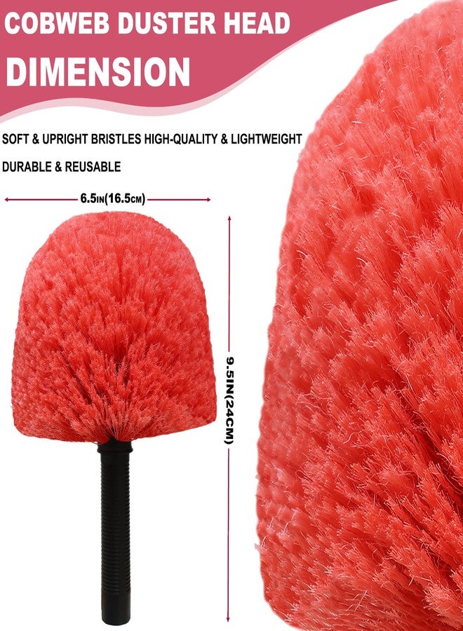 M-jump Twist-On Cobweb Duster Head Brush - Indoor & Outdoor Spider Web Cleaning Solution - Fits Standard Acme Threaded Poles - Durable & Versatile Spider Web Corner Cleaner Duster Brush Head Only - Red - Image 2