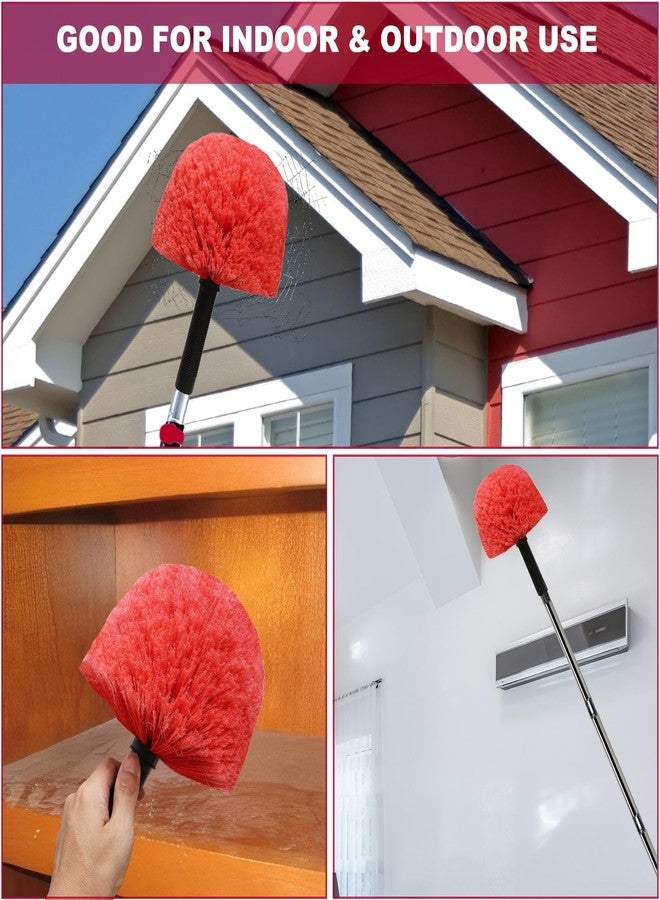M-jump Twist-On Cobweb Duster Head Brush - Indoor & Outdoor Spider Web Cleaning Solution - Fits Standard Acme Threaded Poles - Durable & Versatile Spider Web Corner Cleaner Duster Brush Head Only - Red - Image 5