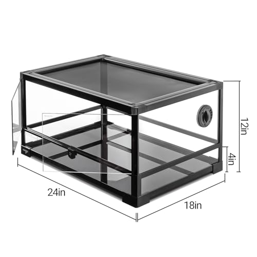 WACOOL TERRA Reptile Tank 20 Gallon, 360°Full Vision Glass Reptile Terrarium 24" x 18" x 12", 24 in Wide Front Opening Reptile Tank for Desert and Tropical Reptiles Gecko Bearded Dragon Snake Hermit Crab - Image 3