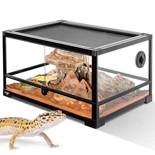 WACOOL TERRA Reptile Tank 20 Gallon, 360°Full Vision Glass Reptile Terrarium 24" x 18" x 12", 24 in Wide Front Opening Reptile Tank for Desert and Tropical Reptiles Gecko Bearded Dragon Snake Hermit Crab - Image 2