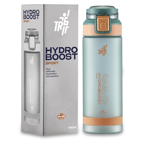 TR6 Hydroboost Sport 790ml Gym Water Bottle for Men & Women | BPA-Free Tritan Bottle | Motivational Mark | Leakproof, Lightweight & Durable for Fitness, Travel, & Outdoor (Frosted, Green) - Image 1