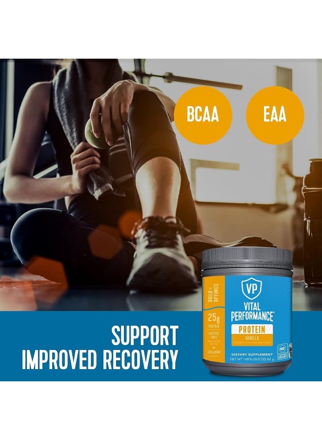 Vital Proteins مسحوق بروتين فيتال بيرفورمانس، 25 جرام بروتين حليب معزول خالي من اللاكتوز، مزيج كازين ووي، معتمد من NSF للرياضة، 10 جرام ببتيدات كولاجين من حيوانات تتغذى على العشب، 8 جرام أحماض أمينية أساسية، 5 جرام أحماض أمينية متفرعة، بنكهة فانيليا خالية من الجلوتين، 1.68 رطل - Image 5