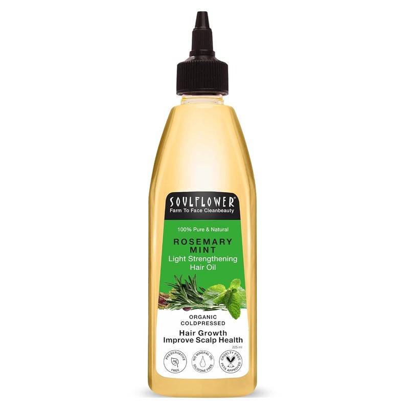 Soulflower Soulflower Rosemary Mint Light Hair Oil Hair Growth Hair Fall Control Dandruff Split Ends With Amla Argan Castor Cooling Scalp Oil for Men Women 100 Natural Organic 225ml - Image 1