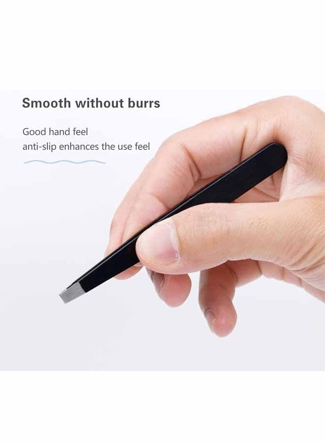 8PCS Tweezers Set, High Precision Stainless Steel Eyebrow Tweezers for Facial Hair, Inward Growing Hair and Splinter Remover Kit, Suitable for Women and Men (Black) - Image 2