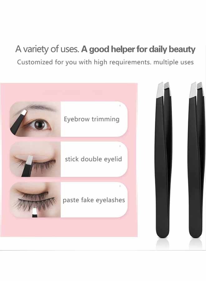 8PCS Tweezers Set, High Precision Stainless Steel Eyebrow Tweezers for Facial Hair, Inward Growing Hair and Splinter Remover Kit, Suitable for Women and Men (Black) - Image 4