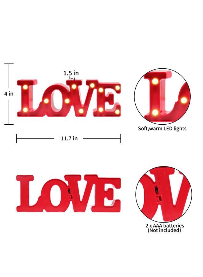 YiaMia Red Love Decor, Valentine & Mothers Day Mom Gifts, Battery Powered Love Sign Night Light, Girlfriend & Birthday Decorations - Image 2
