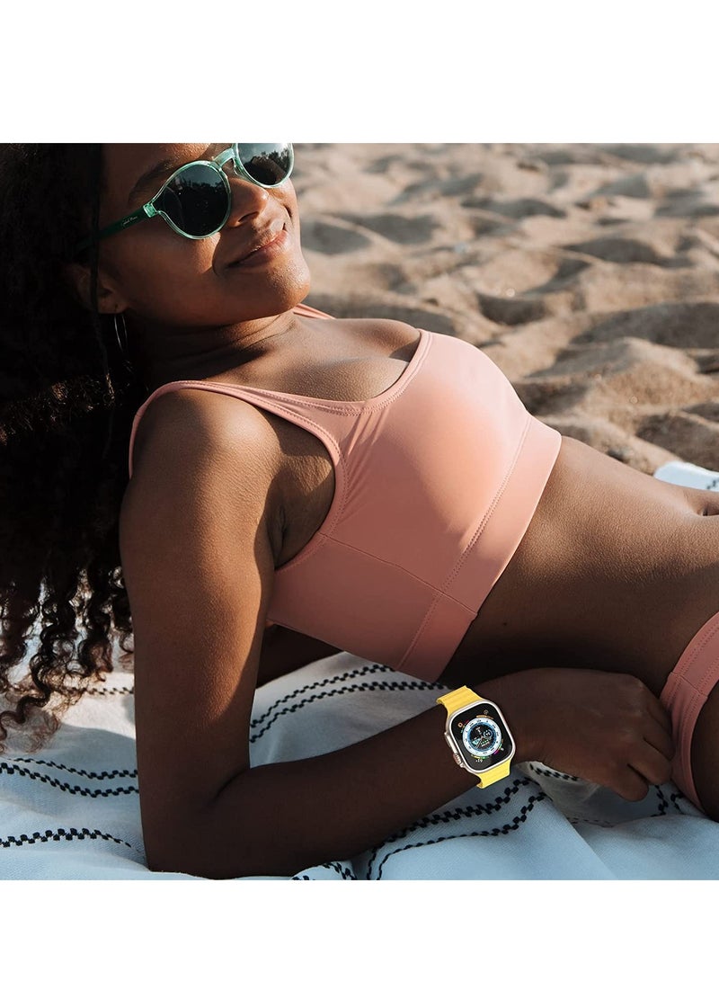 Compatible for Apple Watch Band 38mm 40mm 41mm 42mm for Men Women, Wave Shaped Silicone Sport Wristband Strap Compatible with iWatch Series 11/10/9/8/7/6/5/4/3/2/1 SE 3/2/1 Yellow - Image 5