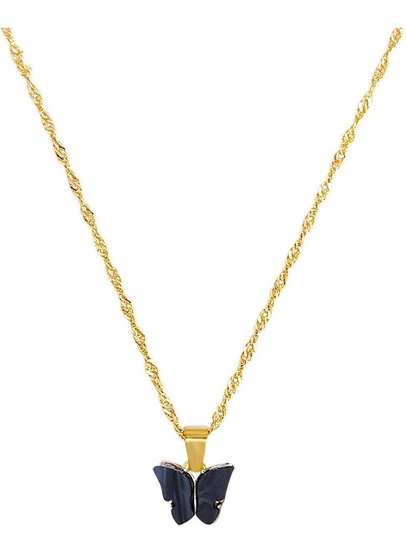 Y&D Pendant Necklace, Women's Necklace Butterfly Moon Sterling Silver Gold Acrylic, Color Clavicle Chain Card Necklaces for Women Girls - Image 2