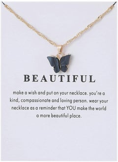 Y&D Pendant Necklace, Women's Necklace Butterfly Moon Sterling Silver Gold Acrylic, Color Clavicle Chain Card Necklaces for Women Girls  - Image 1