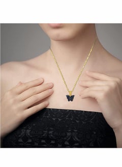 Y&D Pendant Necklace, Women's Necklace Butterfly Moon Sterling Silver Gold Acrylic, Color Clavicle Chain Card Necklaces for Women Girls  - Image 4