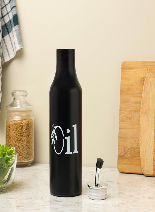 dudki 1 Litre Stainless Steel Oil Pourer | Oil Dispenser For Kitchen | Cooking Oil Bottle For Kitchen | Cooking, Home, Restaurant (Matt Black) - Image 3
