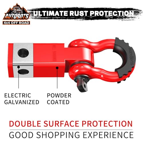 AUTOBOTS Tow Hitch Receiver 2", 45,000 Lbs Break Strength Shackle Hitch Receiver with 5/8" Screw Pin, 3/4 Shackle, Towing Accessories for Vehicle Trailer Recovery Off-Road Red&Red - Image 3