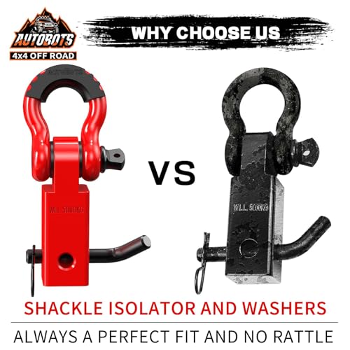 AUTOBOTS Tow Hitch Receiver 2", 45,000 Lbs Break Strength Shackle Hitch Receiver with 5/8" Screw Pin, 3/4 Shackle, Towing Accessories for Vehicle Trailer Recovery Off-Road Red&Red - Image 5
