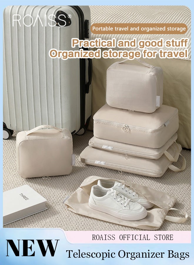 roaiss 6 PCS Travel Accessories Packing Organizers Compression Packing Cubes for Men and Women Lightweight Travel Luggage Organizer for Clothes Shoes Toiletries or Accessories Large Capacity Moisture Proof Storage Bags for Carry on Suitcases - Image 1