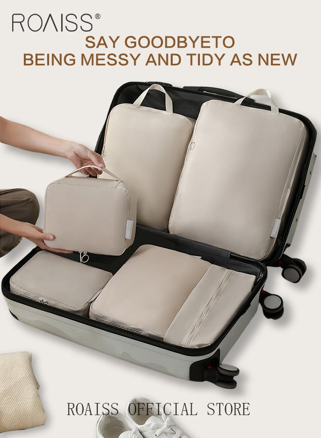 roaiss 6 PCS Travel Accessories Packing Organizers Compression Packing Cubes for Men and Women Lightweight Travel Luggage Organizer for Clothes Shoes Toiletries or Accessories Large Capacity Moisture Proof Storage Bags for Carry on Suitcases - Image 4