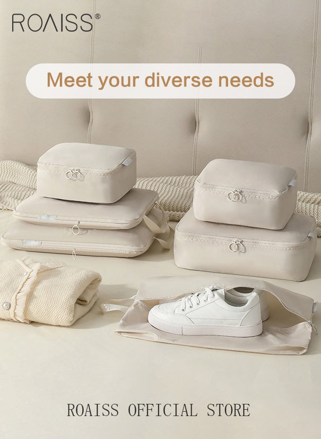 roaiss 6 PCS Travel Accessories Packing Organizers Compression Packing Cubes for Men and Women Lightweight Travel Luggage Organizer for Clothes Shoes Toiletries or Accessories Large Capacity Moisture Proof Storage Bags for Carry on Suitcases - Image 2