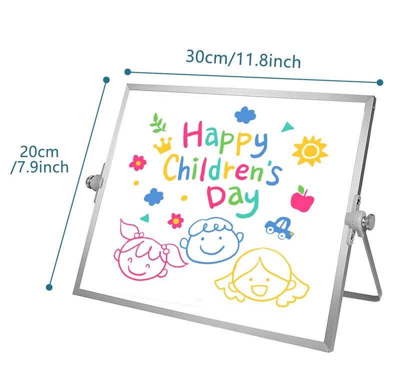 OWill Dry Erase White Board, 8” X 12” Small Whiteboard with Stand, Mini Whiteboard A4 Magnetic Desktop Board & Portable Double-Sided White Board Easel for Kids Drawing in School & Home - Image 4