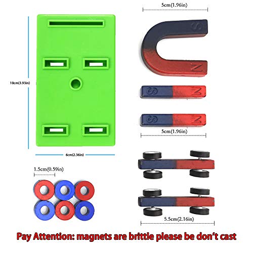 EUDAX Labs Junior Science N/S Magnet Set for Education Science Experiment Tools Icluding Bar/Ring/Horseshoe/Compass Magnets - Image 2