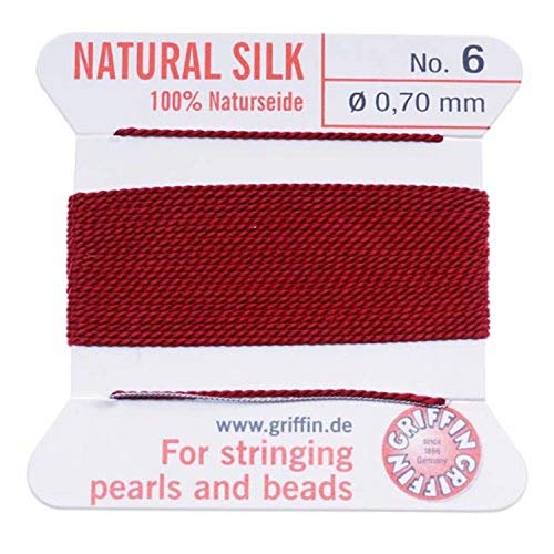 Griffin Silk Beading Cord and Needle, Size 6, Garnet Red - Image 1
