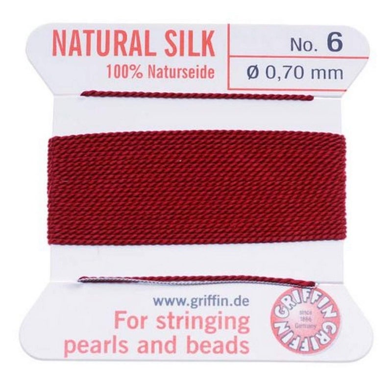 Griffin Silk Beading Cord and Needle, Size 6, Garnet Red - Image 3