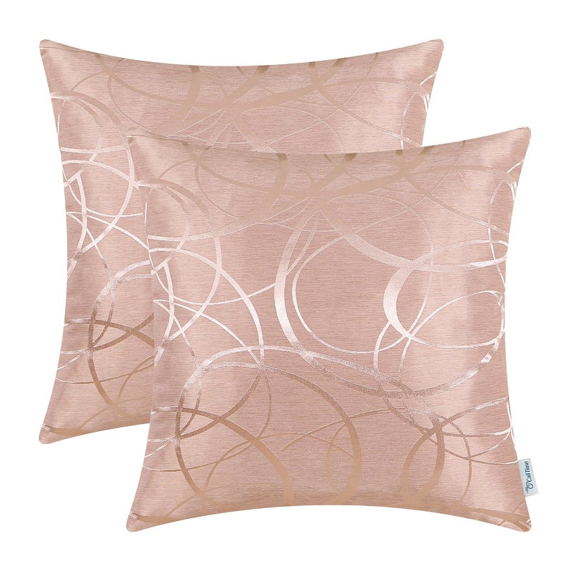 CaliTime Throw Pillow Cases CaliTime Modern Shining Dull Contrast Circles Rings Geometric Cushion Covers Shells for Couch Sofa Home Decor 20 X 20 Inches Pack of 2 Dusty Pink  - Image 1