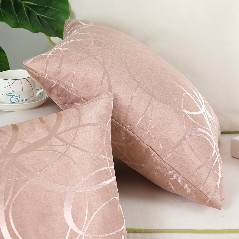 CaliTime Throw Pillow Cases CaliTime Modern Shining Dull Contrast Circles Rings Geometric Cushion Covers Shells for Couch Sofa Home Decor 20 X 20 Inches Pack of 2 Dusty Pink  - Image 5