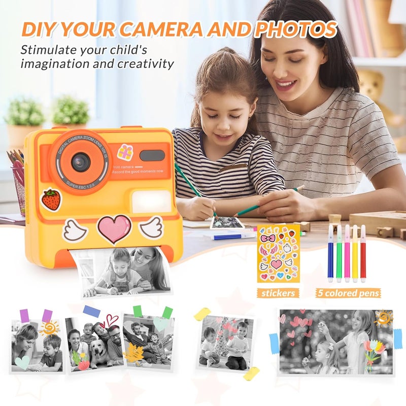mafiti Children's Camera Instant Camera for Children Digital Camera Children Instant Camera 1080P 2.4 Inch Screen, Camera Children Instant Print with Printing Paper & 32G TF Card, Gift for Children 3-12 - Image 5
