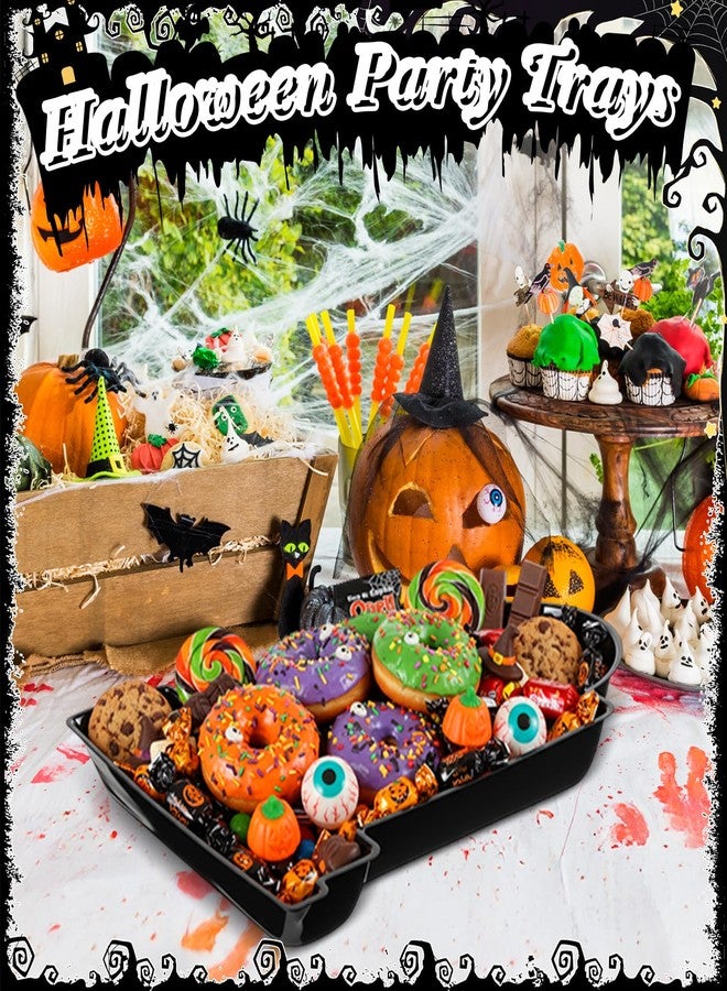 SiliFine 13.7 Inch Day of the Dead Serving Trays Plastic Tombstone Plates Disposable Food Candy Snack Trays for Trick or Treat Halloween Party Supplies - Image 5