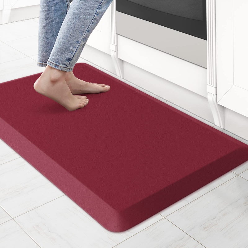 KitchenClouds Kitchen Mat Cushioned Anti Fatigue Kitchen Rug 08inch Waterproof Non Slip Kitchen Rugs and Mats Standing Desk Mat Comfort Floor Mats for Kitchen Sink Office 173x28 Red