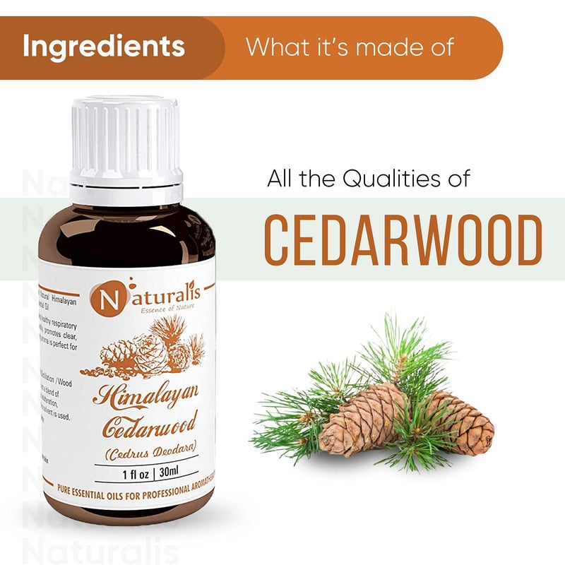 Naturalis زيت خشب الأرز الأساسي 30 مل - زيت عطرية نقي وطبيعي للتوازن والاسترخاء والتطبيق الموضعي - Image 2
