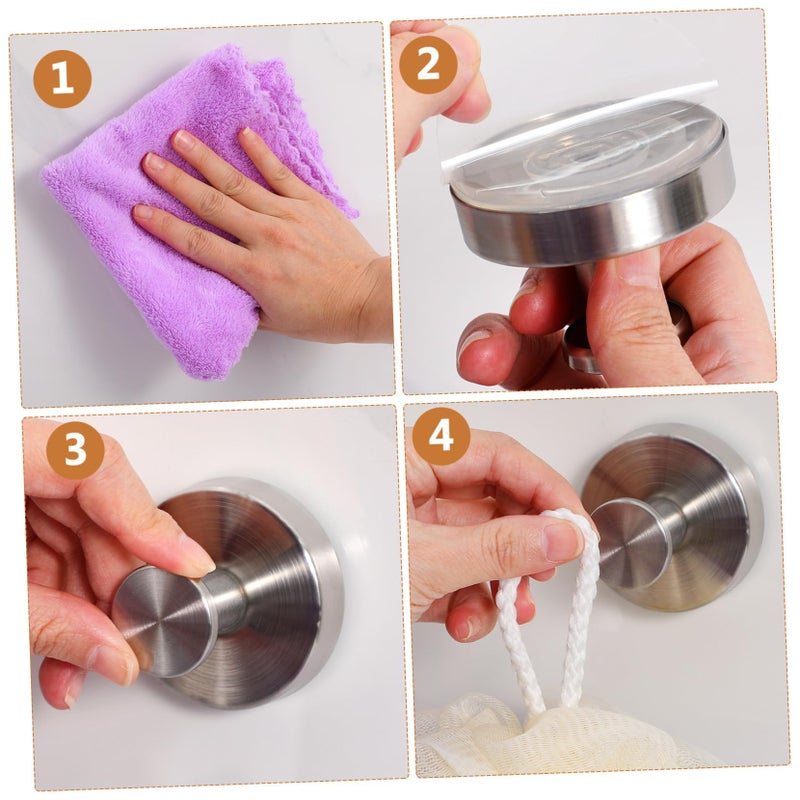 Stainless Steel Cup Hooks 2 Pack for Towels Coats Bathroom Kitchen Shower Tiles - Image 4