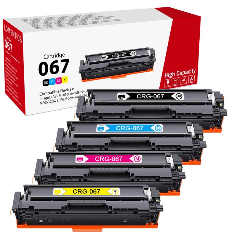 067 High Yield Toner Cartridge Black Cyan Magenta Yellow 4 Pack Compatible Replacement for 067 067H 5102C001 5101C001 5100C001 5099C001 Toner for MF656Cdw MF654Cdw MF653Cdw LBP632Cdw Printer
