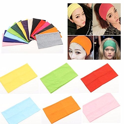 Yeshan Pack of 12 Wide 5 Inch Wicking Stretchy Athletic Bandana Headbands/Head wrap/Yoga Headband/Head Scarf/Best Looking Hairband for Sports or Fashion,Candy Colors in Wide No3 12PCS - Image 2