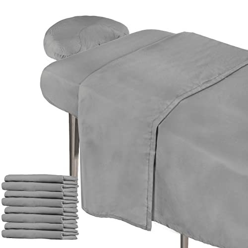 Oudain 4 Sets 3 Piece Soft Microfiber Massage Table Sheets Set Bulk Includes Massage Flat Sheet and Fitted Sheet and Face Rest CoverCool Grey