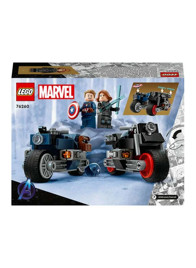ليغو Marvel Black Widow & Captain America Motorcycles Building Toy Set; Super Hero Motorbike Playset Based On Marvel Studios’ Avengers: Age Of Ultron With 2 Minifigures; Gift For Kids Aged 6+ (130 Pieces) 76260