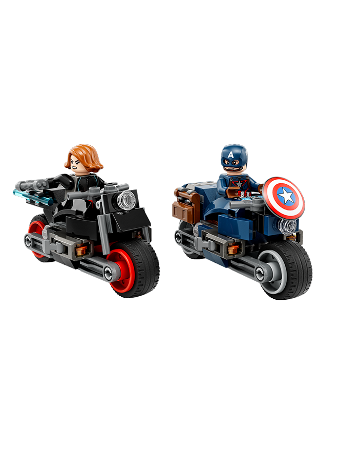 ليغو Marvel Black Widow & Captain America Motorcycles Building Toy Set; Super Hero Motorbike Playset Based On Marvel Studios’ Avengers: Age Of Ultron With 2 Minifigures; Gift For Kids Aged 6+ (130 Pieces) 76260