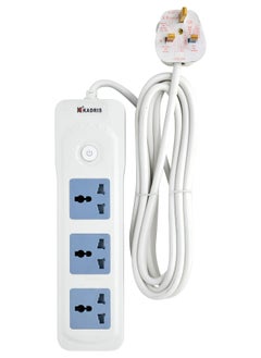 KADRIS Power Strips CG-4001 Heavy Duty Extension Cord with 3 way Outlets with switch, Charging Socket with 4 meter Heat resistant  Extension Cord (White) ESMA approved  - Image 1