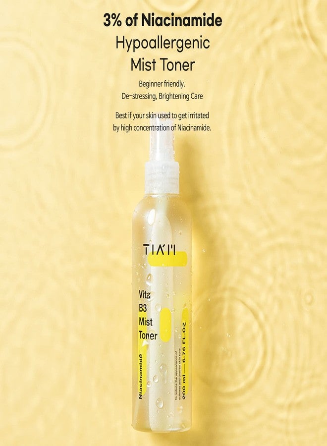 TIA'M TIAM Vita B3 Mist Toner, Lightweight Prep Step for Skin Hydration, Absorption Boost, Texture Smoothing and Tone Balance, Daily Facial Care for All Skin Types 6.76 fl oz - Image 2